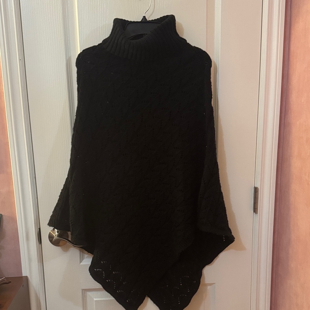 BCBGeneration Black Knit Poncho Sweater